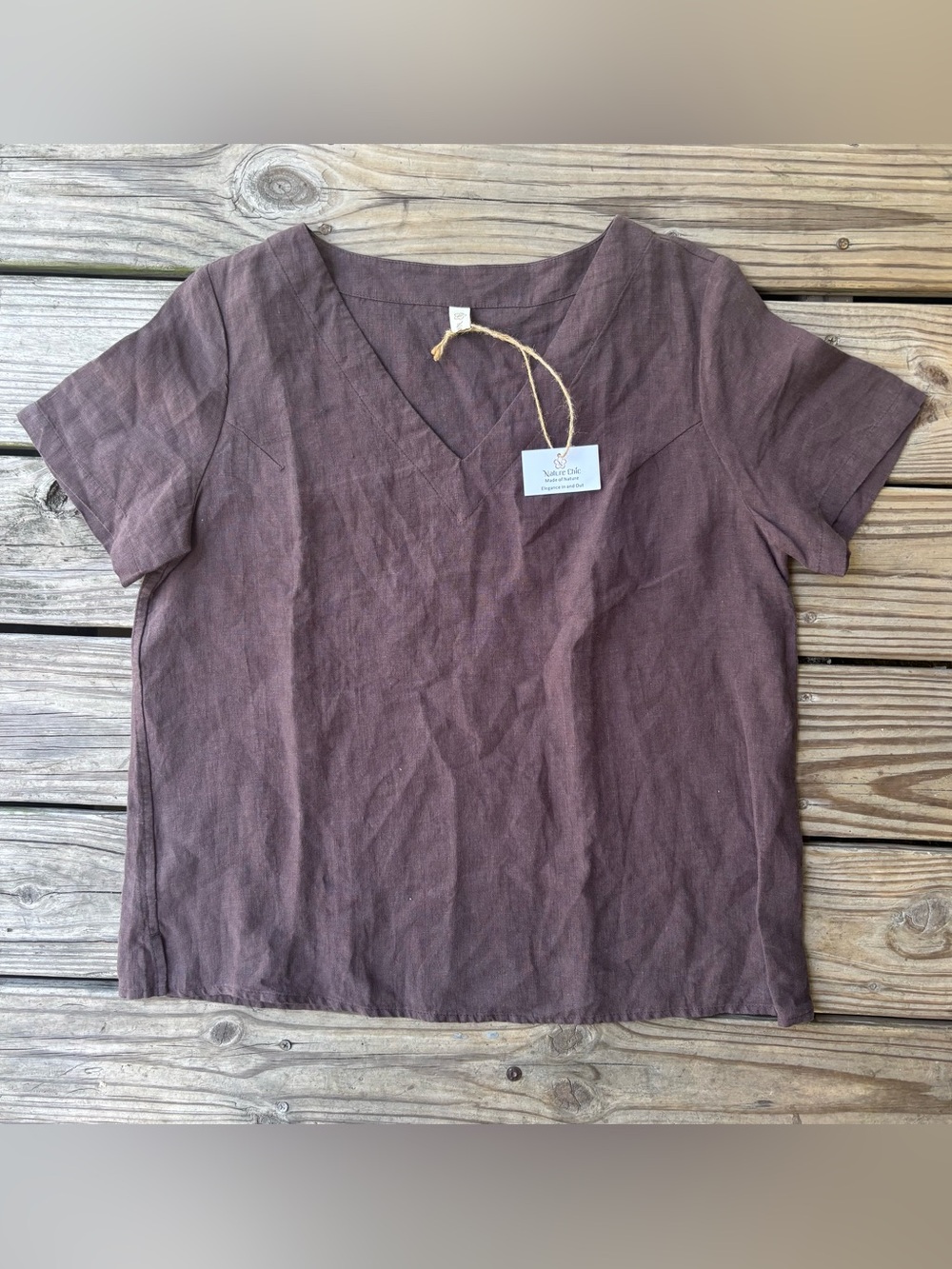 Nature Chic 100% Linen V-Neck Tee - M/L - NWT